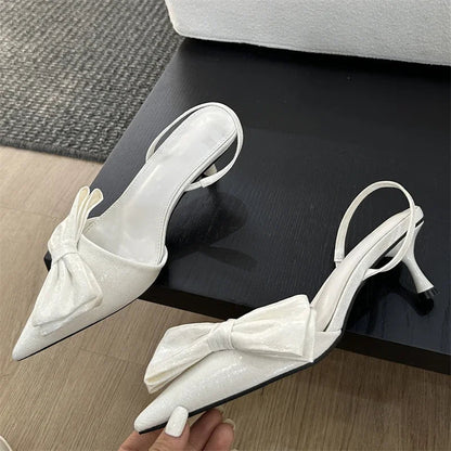 Butterfly-knot Pointed Toe Thin Heel Pumps for Women
