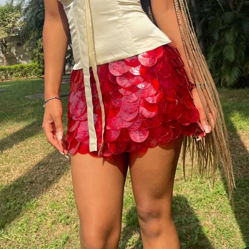 Sparkle Sequins Low Rise Mini Skirt