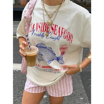 Seafood Vintage Oversized Cotton T-shirt
