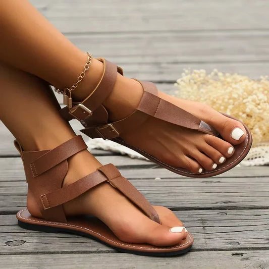 Avelyn Leather Sandals | Wrap Strap Design with Cushioned Sole