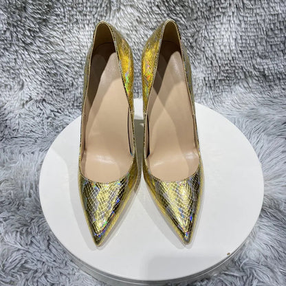 Crocodile Effect Pointy Toe High Heel Shoes for Women
