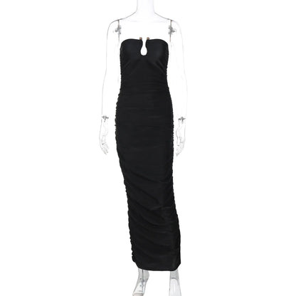 Off-shoulder Black Maxi Dress