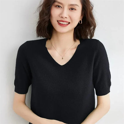 | V-Neck Knit Top