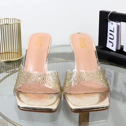 Summer Rhinestone Thin Heel High Heel Sandals Luxury Designer 8.5CM