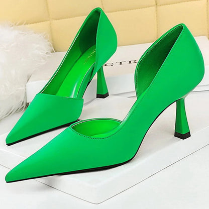 Silk Women Pumps with 7 cm Heels for Spring and Autumn Fashion