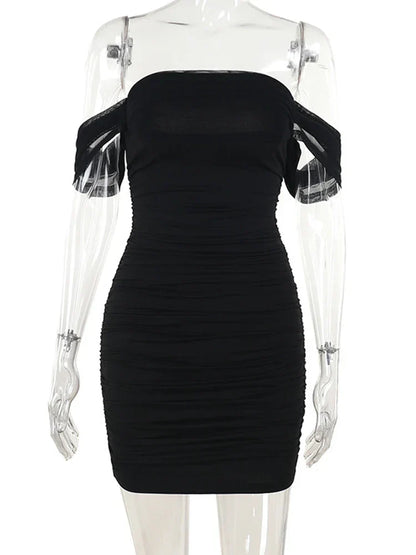 Off the Shoulder Short Sleeve Mini Dress