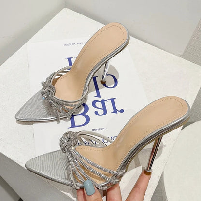 Sexy Pointed Toe Thin High Heels Pumps with Rhinestone Detail for Summer