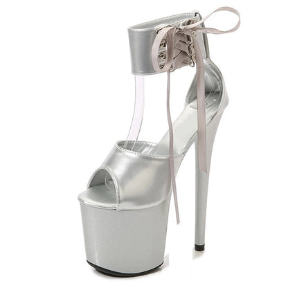Rivet Ankle Strap High Heel Platform Sandals for Women