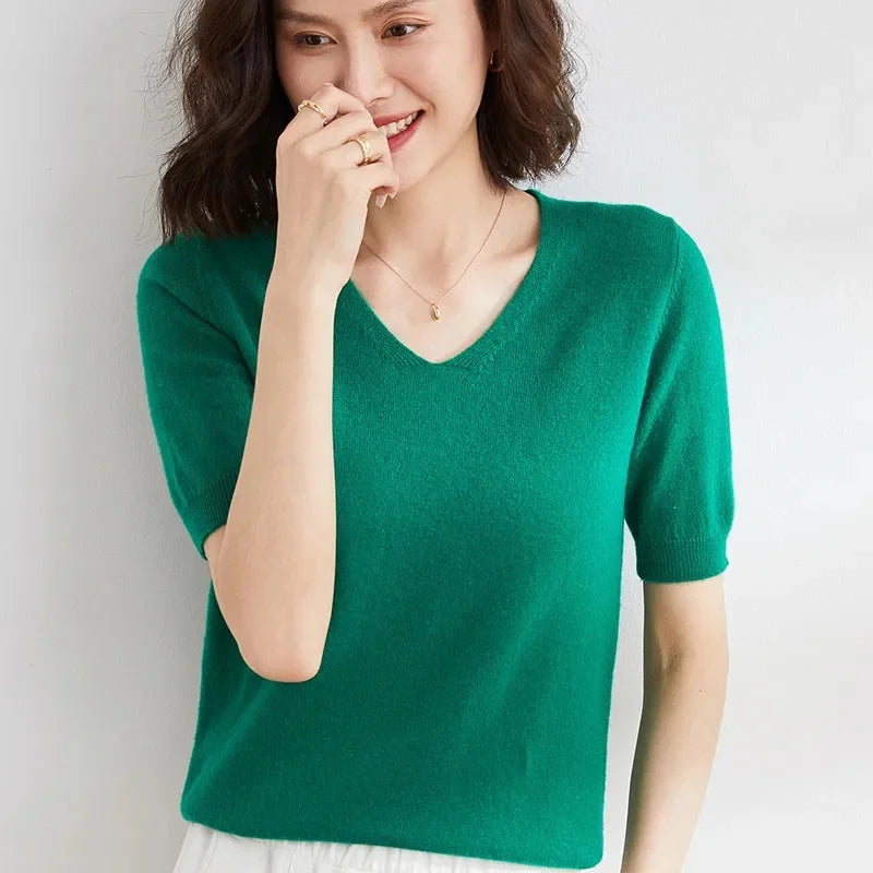 | V-Neck Knit Top