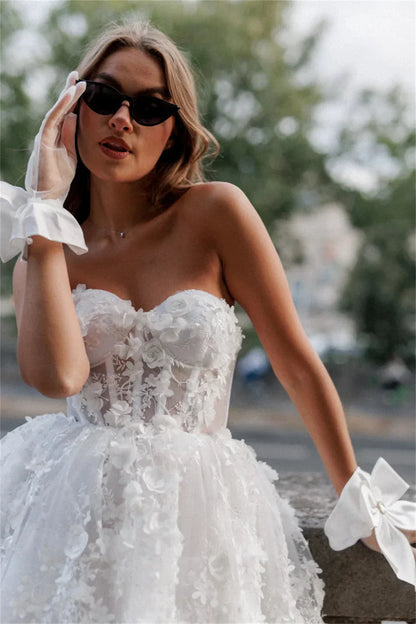 Heart Lace Appliques Mini Vacation Dress