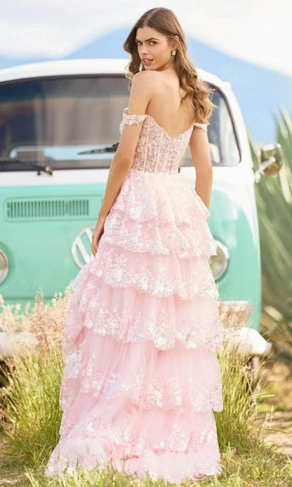 Lace Embroidery Glitter Prom Dresses