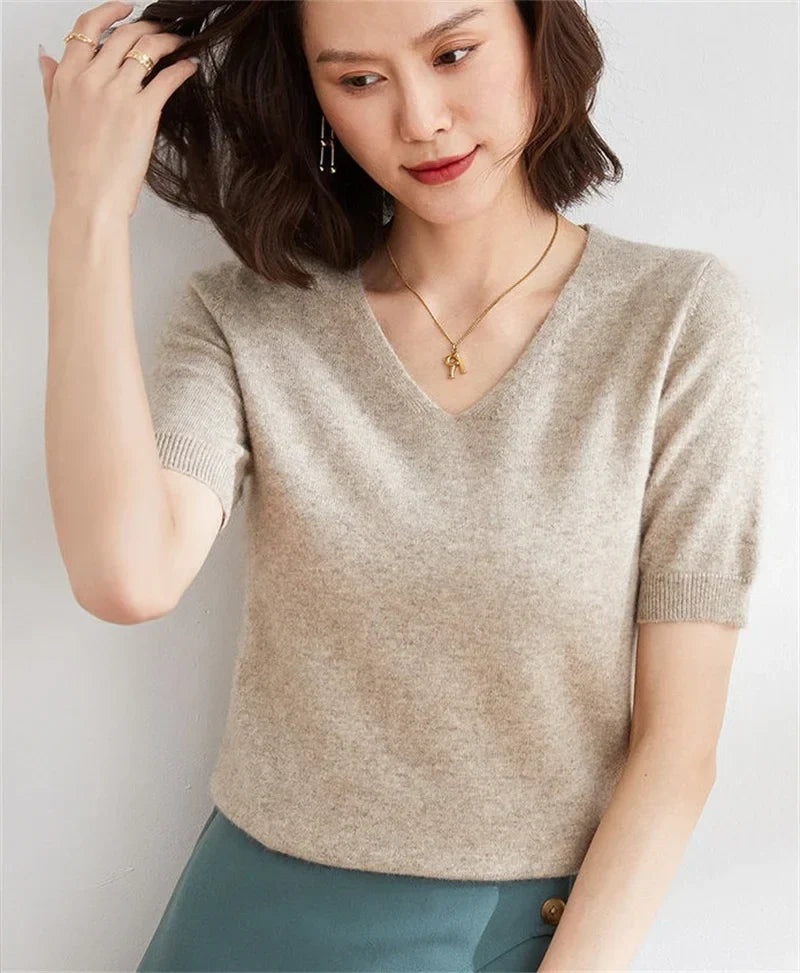 | V-Neck Knit Top