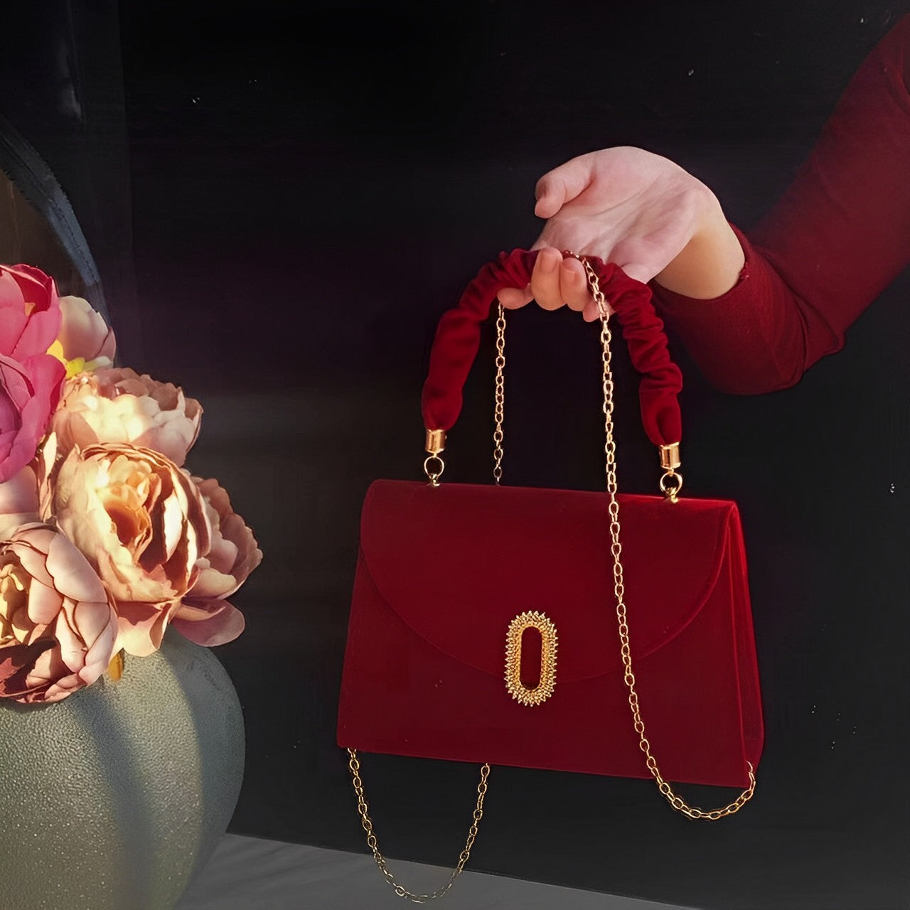 Red Velvet Handbag by Priscilla