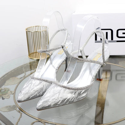 Rhinestone drill T-belt high-heeled sandals for women