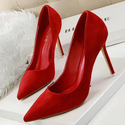Suede High Heel Pumps - Fashionable Office and Party Shoes