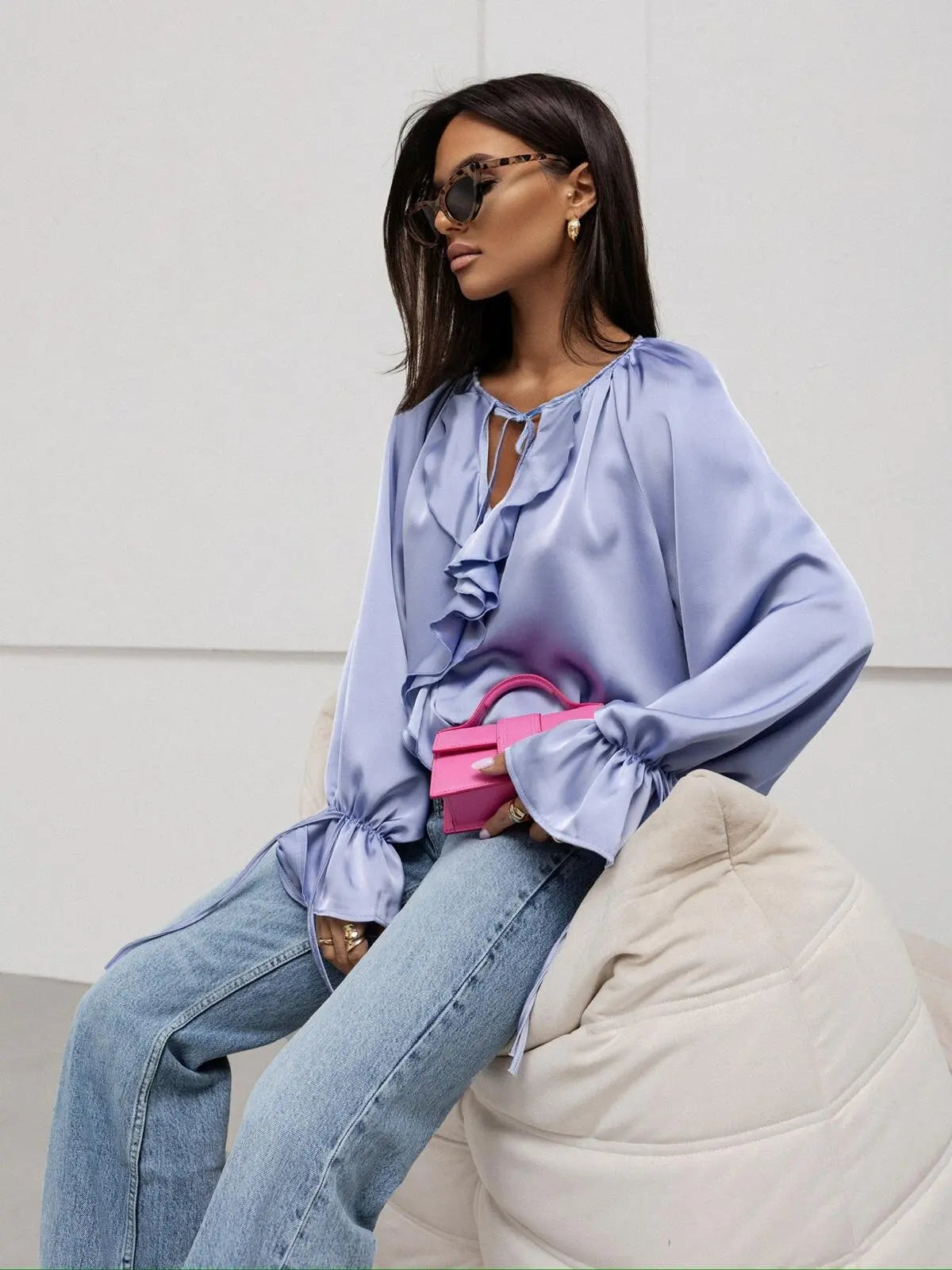 | Satin Ruffle Blouse
