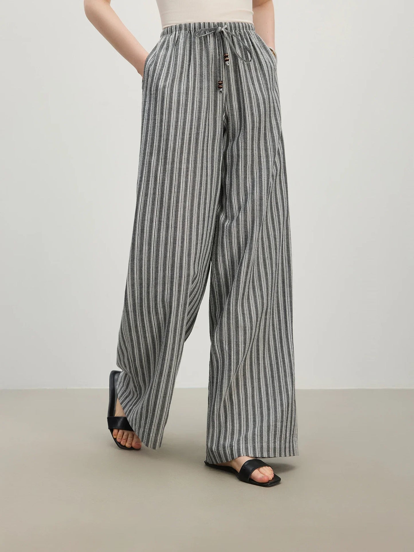 Striped High Waist Drape Pant