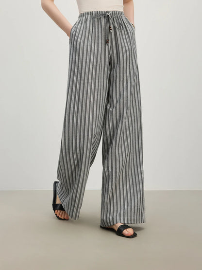 Striped High Waist Drape Pant