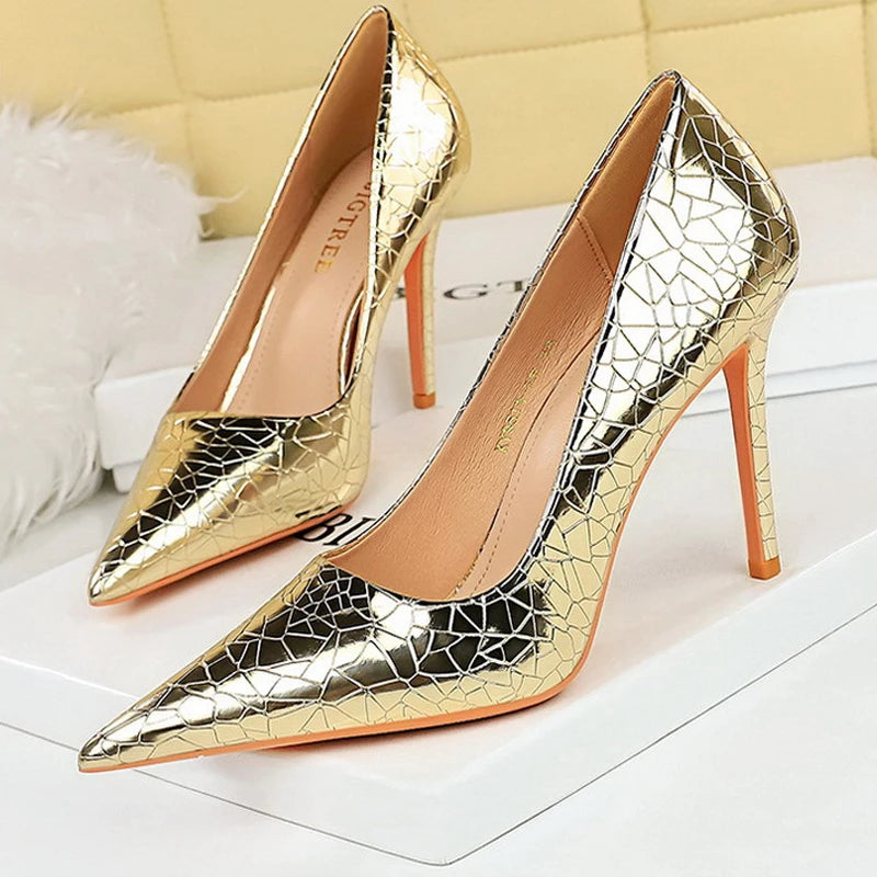 Champagne Woman Pumps High Heels Luxury Banquet Shoes