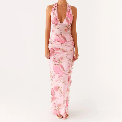 Spaghetti Strap Slim Maxi Floral Dress