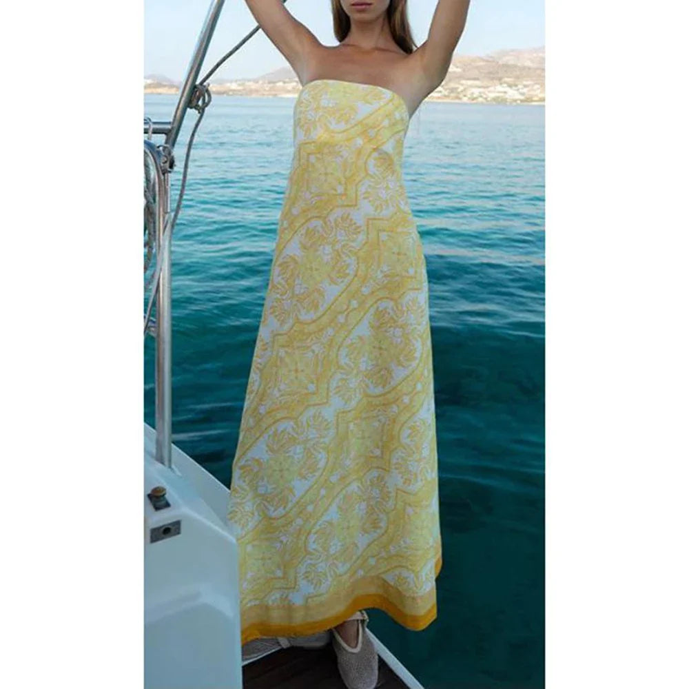Off Shoulder Floral Tube Vacation Dress