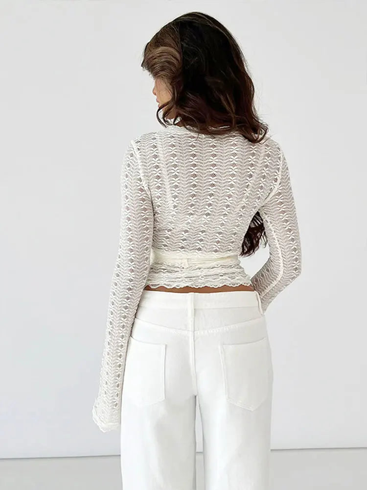 Lace Long Sleeve Knit Top