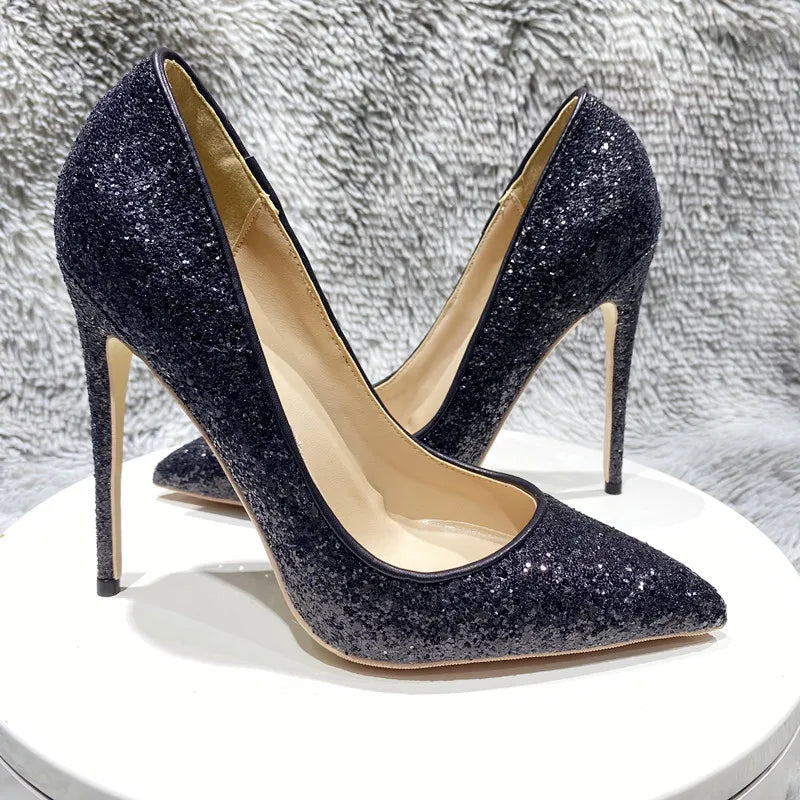 Sequined Pointy Toe High Heel Shoes for Women