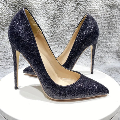 Sequined Pointy Toe High Heel Shoes for Women