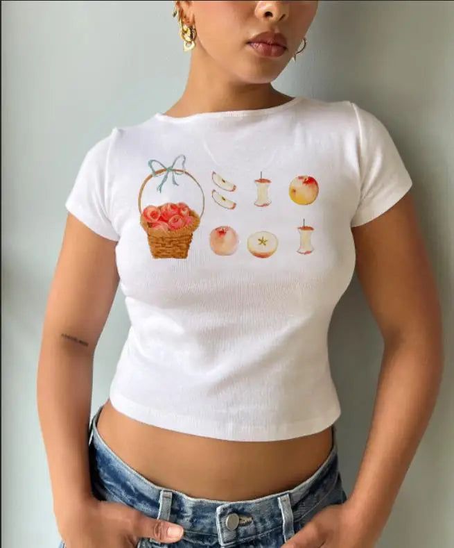 Fruit Print Slim Fit Crew T-shirt