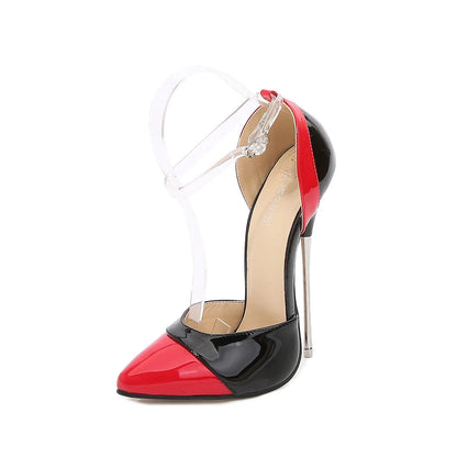 Mixed Color Ankle Strap 16cm Extreme High Heels Sexy Man Pumps