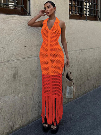Plunge Splice Hip Wrap Maxi Dress