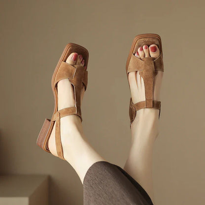 | Suede T-Strap Sandals