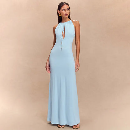 Hollow Lace Up Backless High-Waist Prom Dress