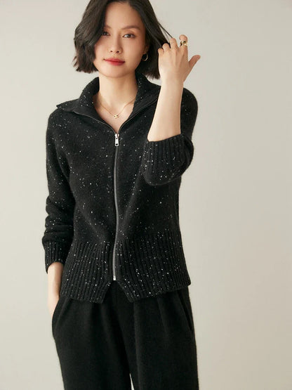 | Cashmere Zip Cardigan