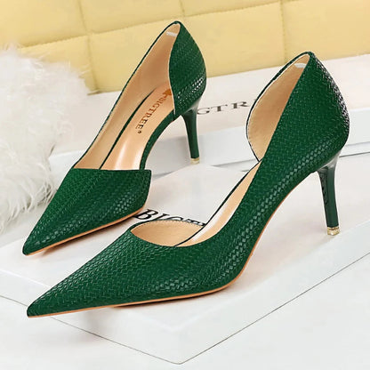 Weave Design Kitten Heels Women Shoes Pointed Stiletto Pumps