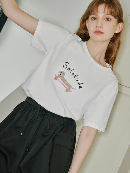 Printed Cotton Drop Sleeve T-shirt