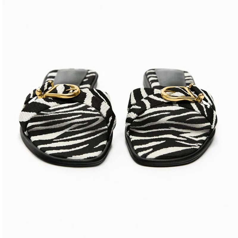 | Italian Leather Cutout Slide Sandal