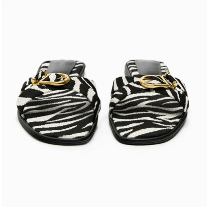 | Italian Leather Cutout Slide Sandal