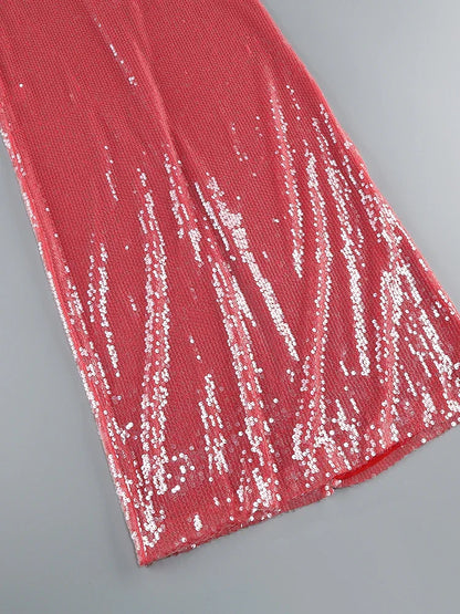 Halter Sheer Sequins Long Dress