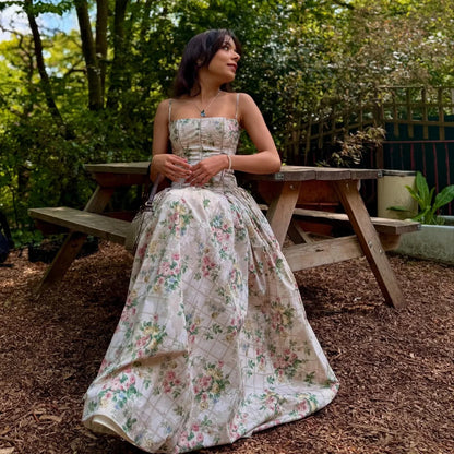 White Holiday Midi Floral Dress