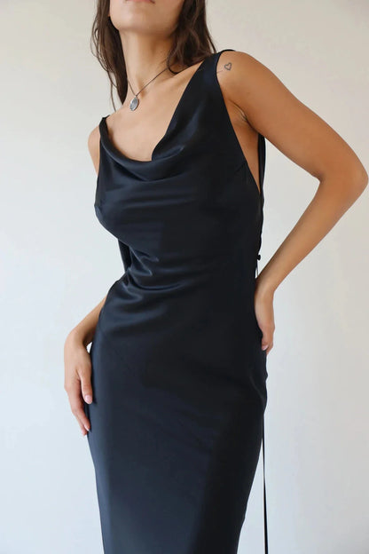 Satin Lace Spaghetti Strap Bodycon Dress