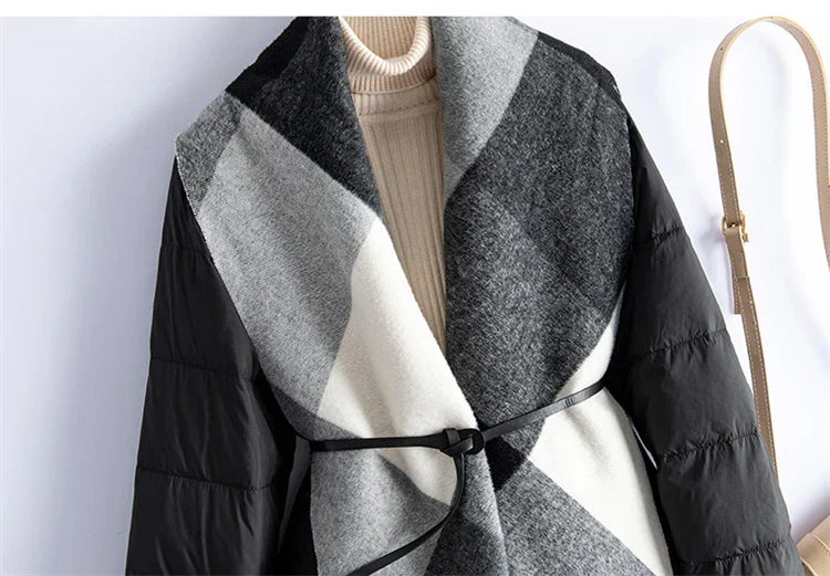 | Wool-Panel Down Coat