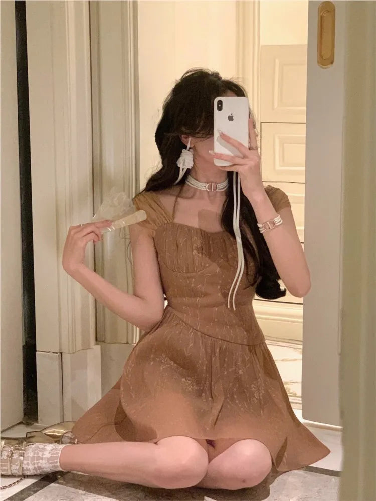 Vintage Midi Dress For Women Summer New Elegant Prom Evening Party Vestidos Fashion Female Clothing Office Ladies Dresses