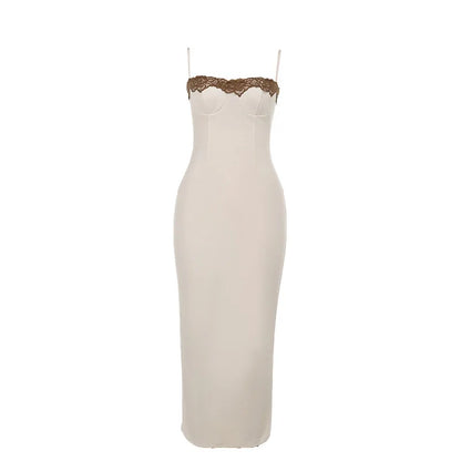 Lace Patchwork Spaghetti Strap Dress