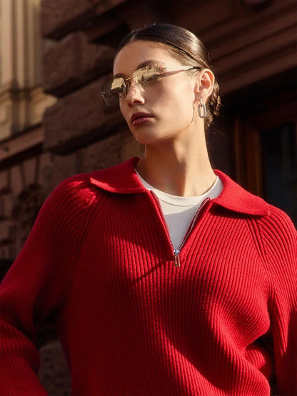 | Ribbed Half-Zip Sweater