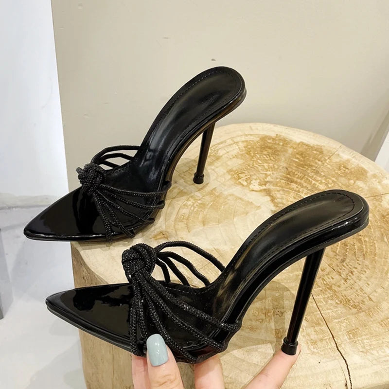 Sexy Pointed Toe Thin High Heels Pumps with Rhinestone Detail for Summer