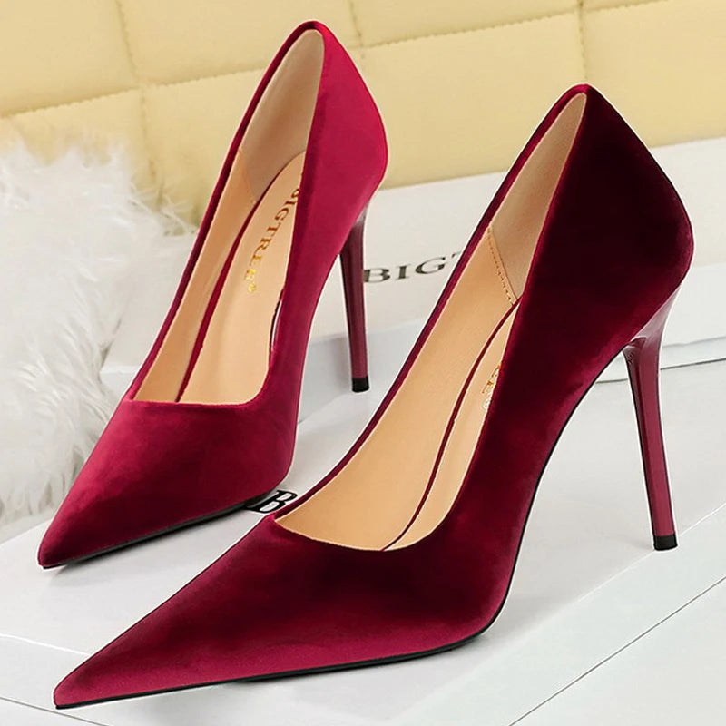 Suede High Heel Women Pumps for Sexy Party Wear