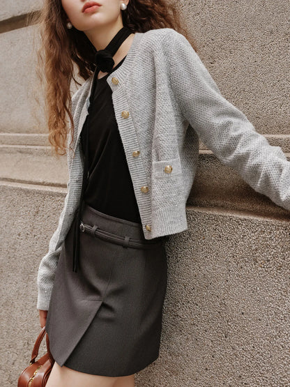 Round Neck Casual Knit Autumn Cardigan