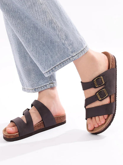 | Nappa Leather Orthopedic Double Buckle Slide