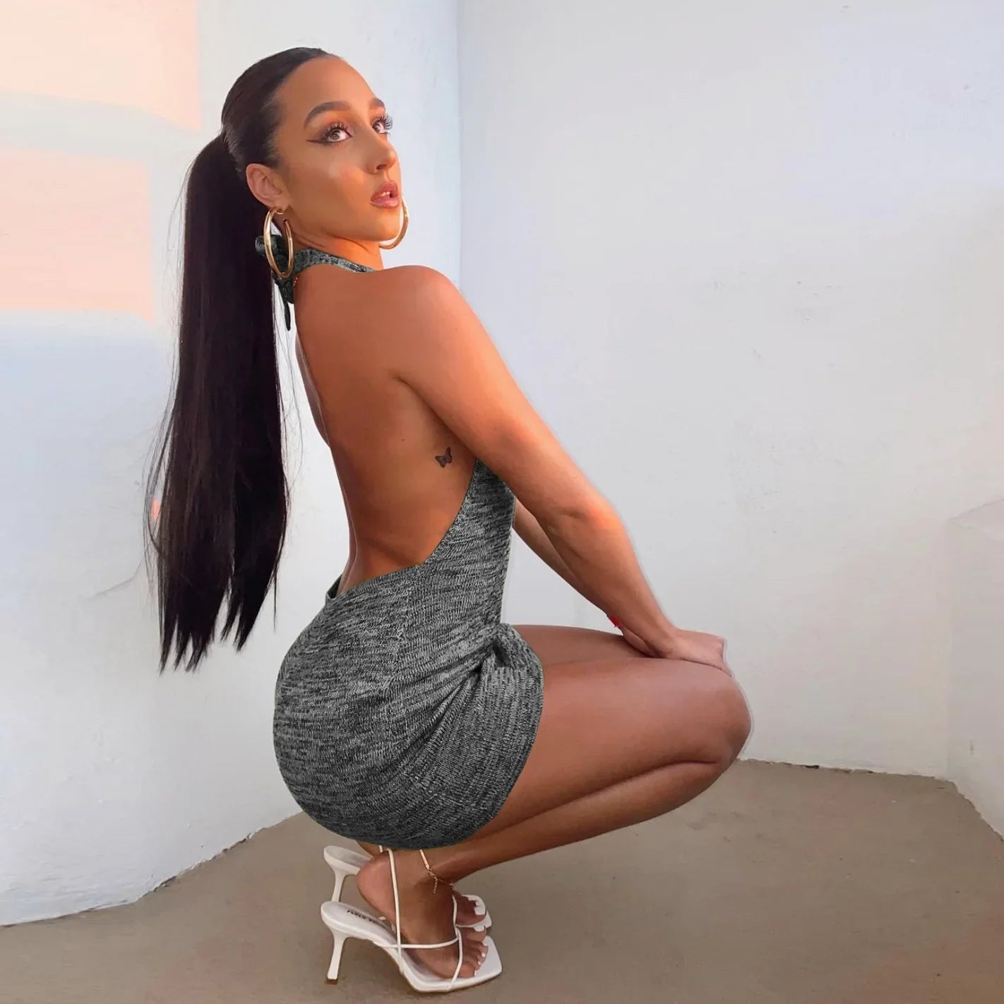 Halter Knit Backless Beach Mini Dress
